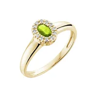 10K Yellow Gold Peridot & 0.04CTW Diamond Halo Ring