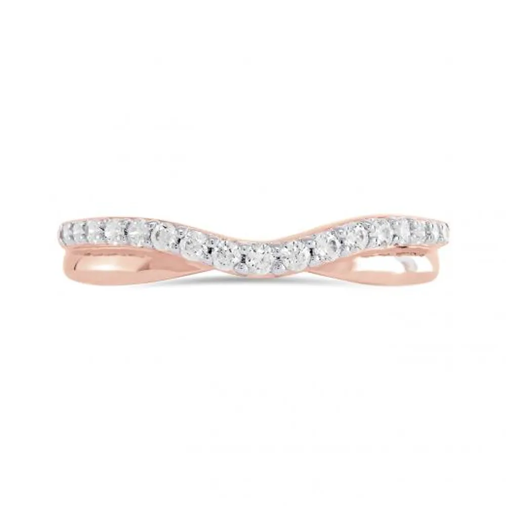 14K Rose Gold 0.25CTW Diamond Contour Band