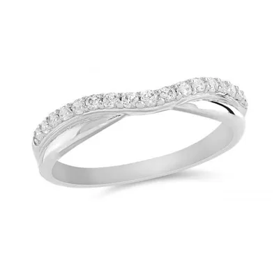 14K White Gold 0.25CTW Contour Diamond Band