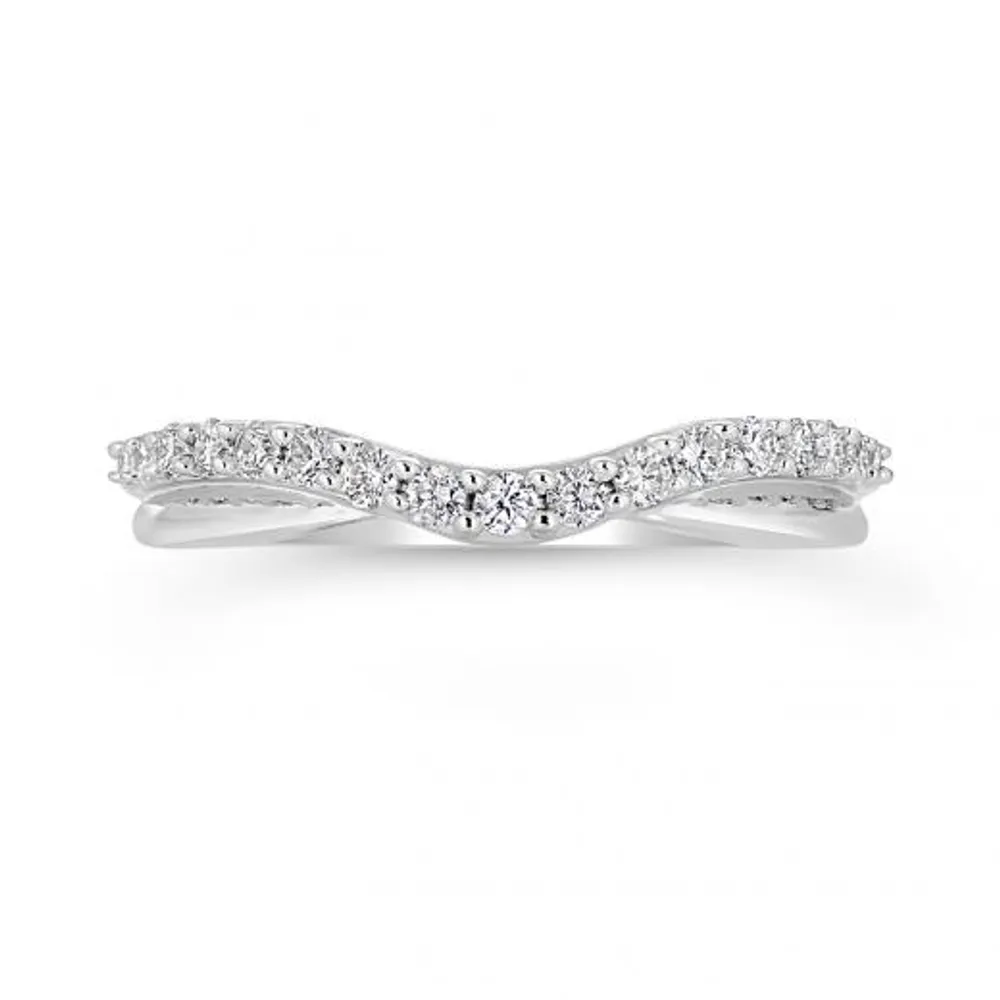 14K White Gold 0.25CTW Contour Diamond Band