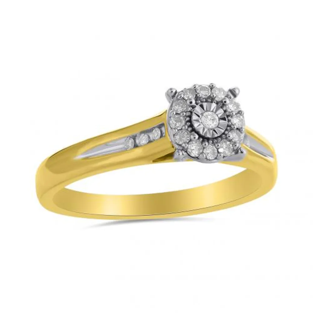 10K Yellow and White Gold 0.13CTW Trio Bridal Ring