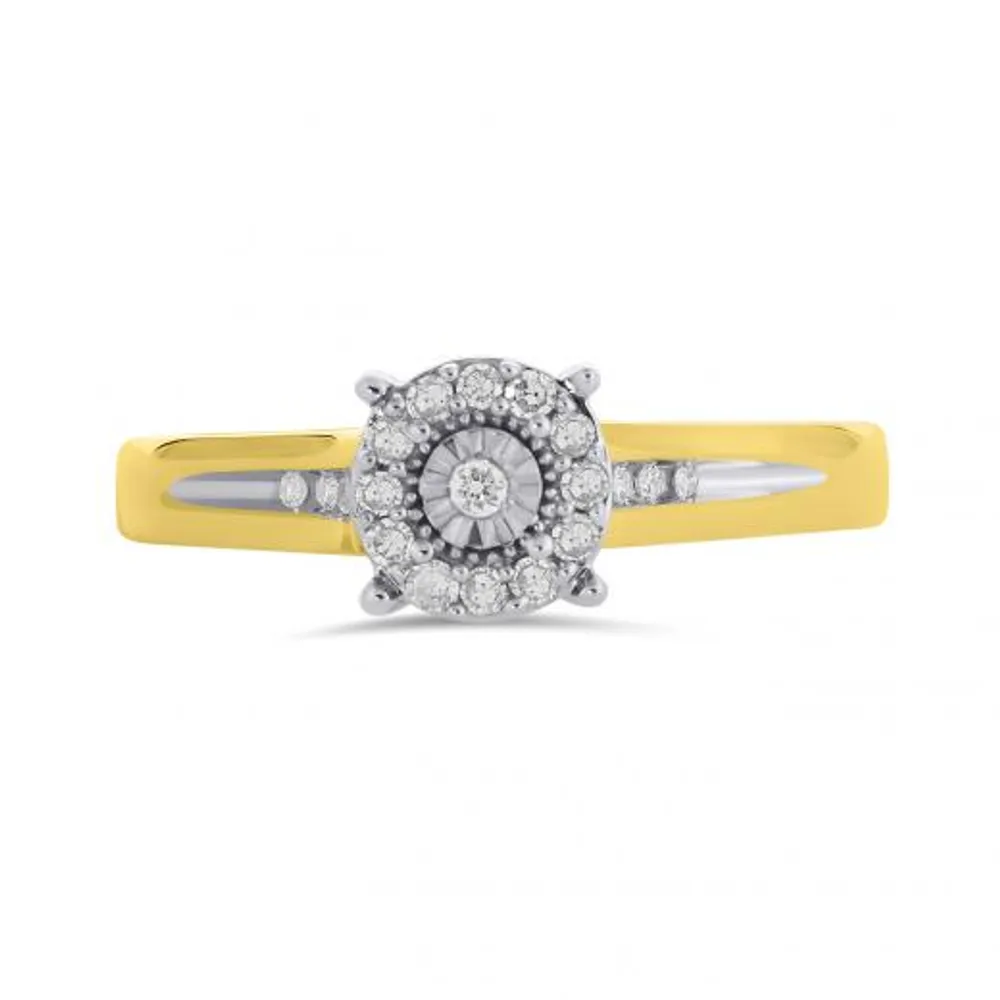 10K Yellow and White Gold 0.13CTW Trio Bridal Ring