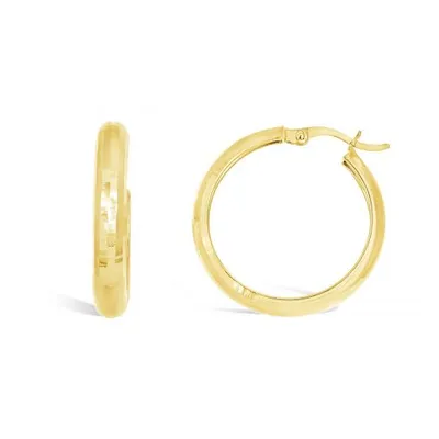 10K Yellow Gold 20mm Hoops with Diamond Cutting