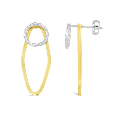 10K Yellow and White Gold Front Back Earrings