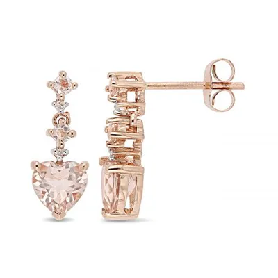 Julianna B 14K Rose Gold 0.02CTW Diamond & Morganite Earrings