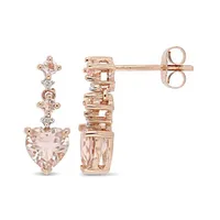 Julianna B 14K Rose Gold 0.02CTW Diamond & Morganite Earrings