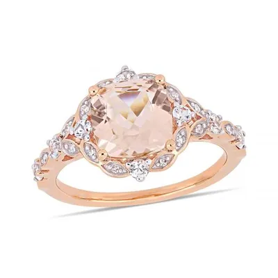Julianna B 14K Rose Gold 0.06CT Diamond Morganite & White Sapphire Ring