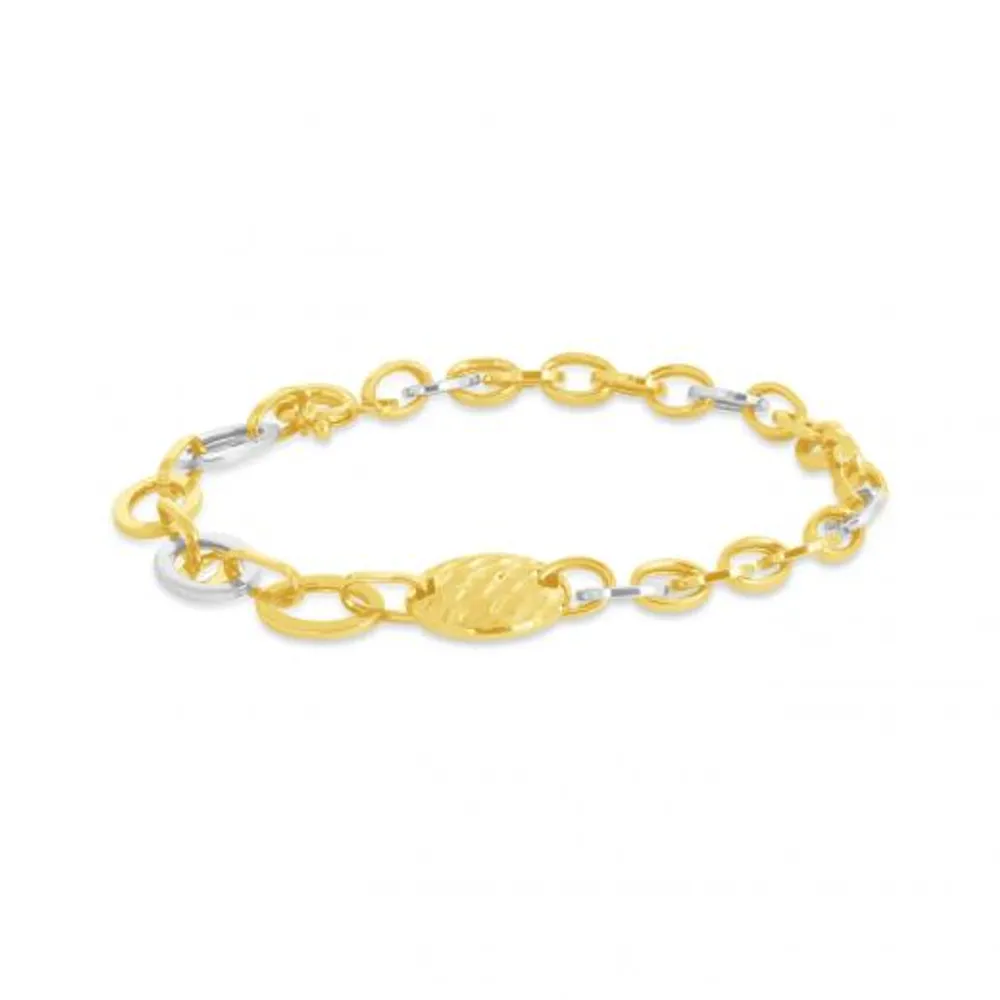 10K Yellow and White 7.5" Multi-Link Bracelet