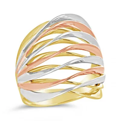 10K Tri-Colour Gold Wave Ring