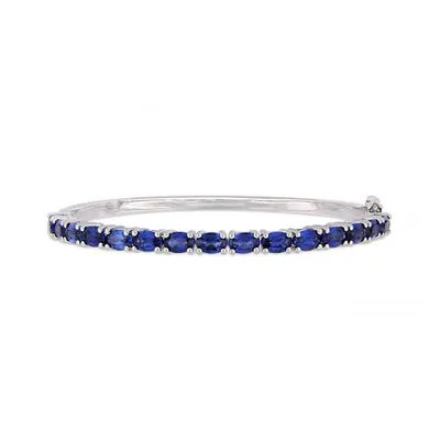 Julianna B Sterling Silver Created Blue Sapphire Bangle