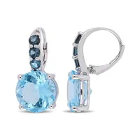 Julianna B Sterling Silver Blue Topaz Leverback Earrings