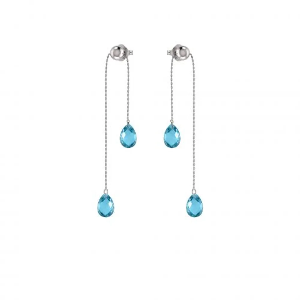 Sterling Silver Blue Topaz Adjustable Dangle Earrings