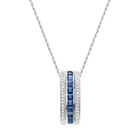 Monaco 10K White Gold Sapphire & Diamond Pendant