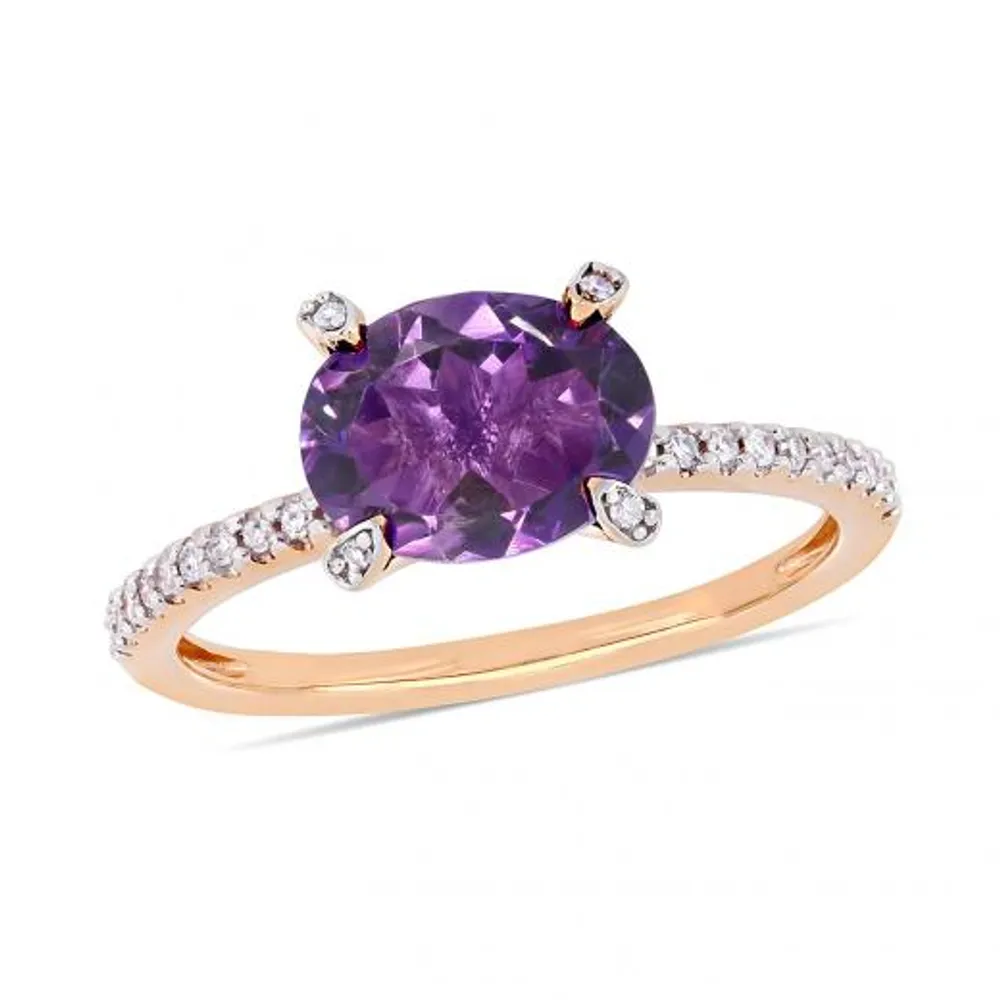 Julianna B 10K Rose Gold 0.10CT Diamond & Amethyst Fashion Ring