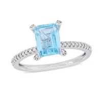 Julianna B 10K White Gold 0.10CT Diamond & Blue Topaz Fashion Ring