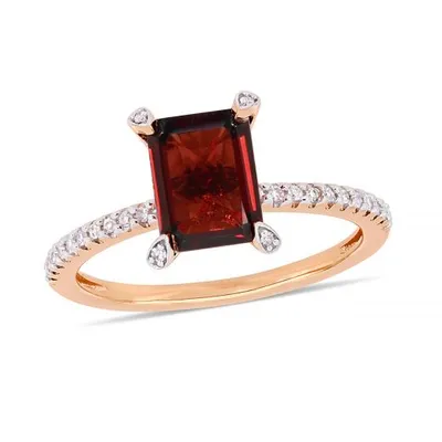 Julianna B 10K Rose Gold 0.10CTW Diamond & Garnet Fashion Ring