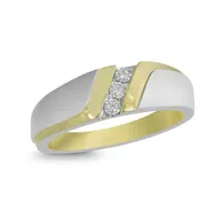 10K Two-Tone Gold 0.05CTW Men's Diamond Wedding Band