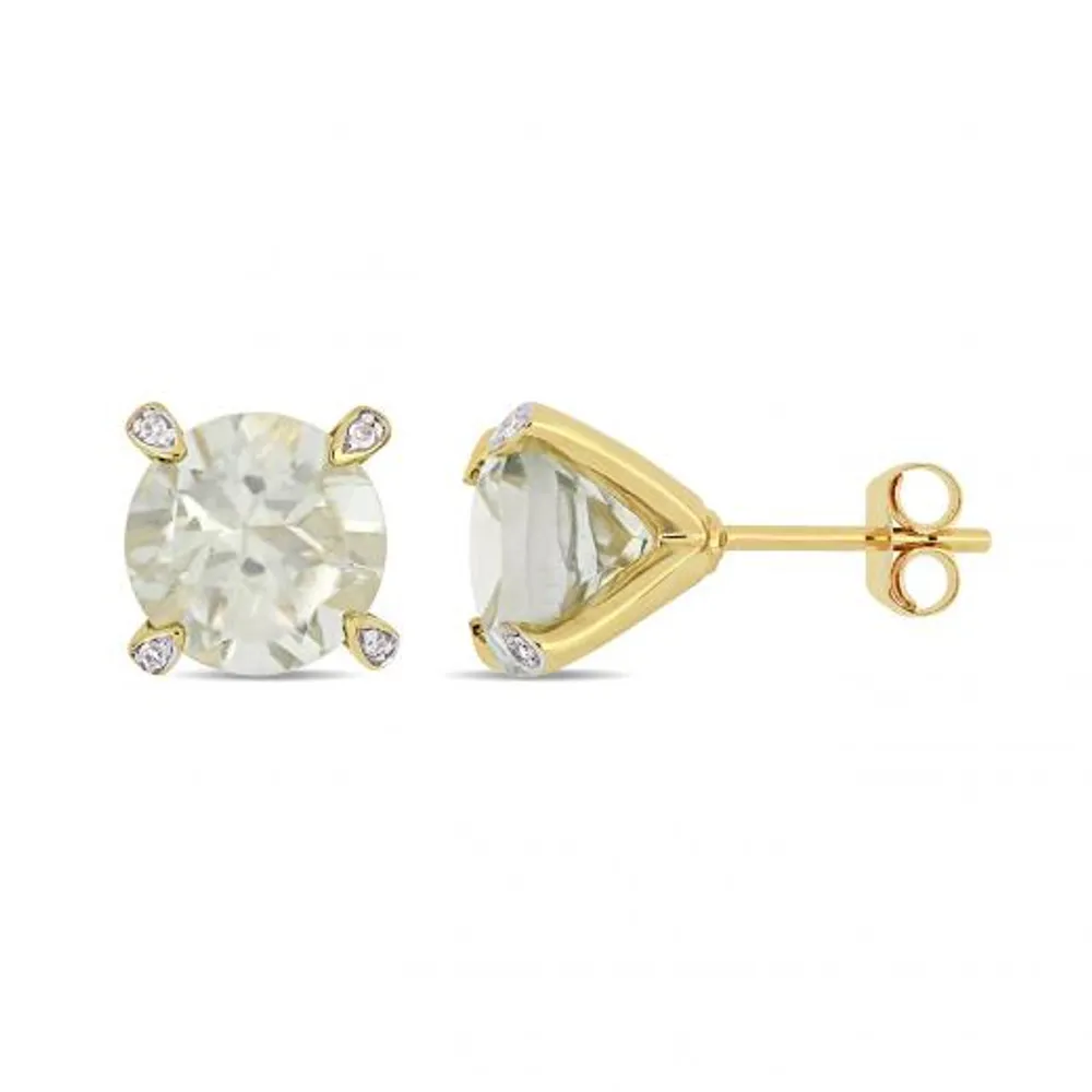 Julianna B 10K Yellow Gold Diamond & Green Quartz Earrings