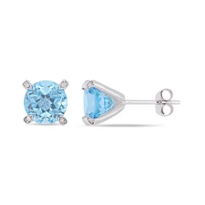 Julianna B 10K White Gold 0.024CTW Diamond & Blue Topaz Earrings