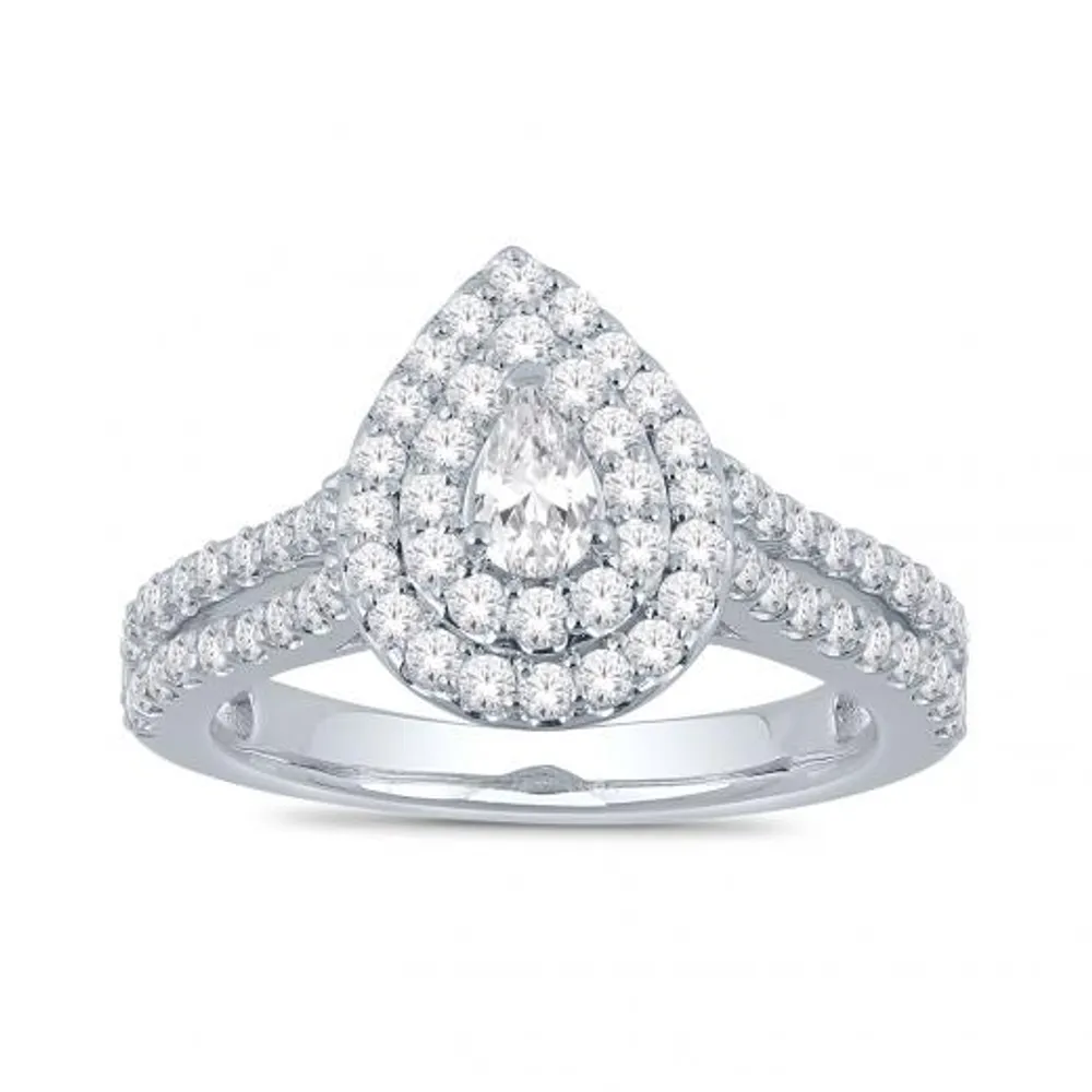 Diamond Revelations 14K White Gold 1.00CTW Pear Shaped Bridal Ring