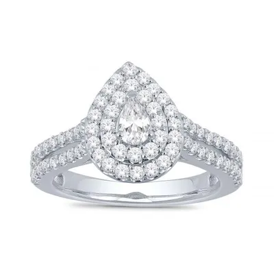 Diamond Revelations 14K White Gold 1.00CTW Pear Shaped Bridal Ring