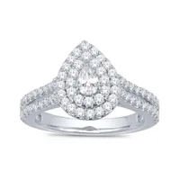 Diamond Revelations 14K White Gold 1.00CTW Pear Shaped Bridal Ring