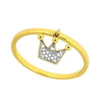 10K Yellow Gold Diamond Crown Ring