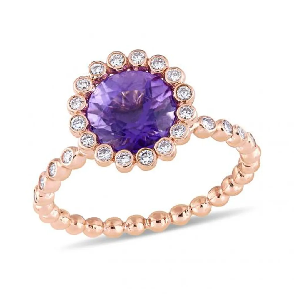 Julianna B 14K Rose Gold 0.25CT Diamond & Amethyst Engagement Ring