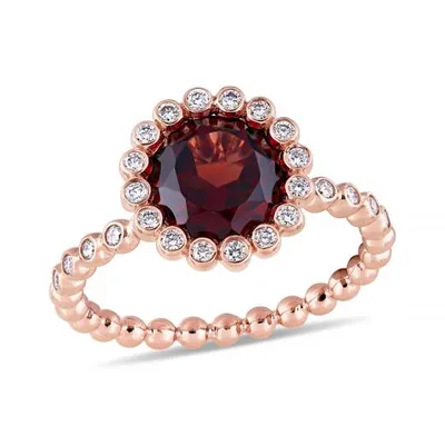 Julianna B 14K Rose Gold 0.25CTW Diamond & Garnet Engagement Ring