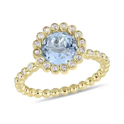 Julianna B 10K Yellow Gold Blue Topaz & White Sapphire Fashion Ring