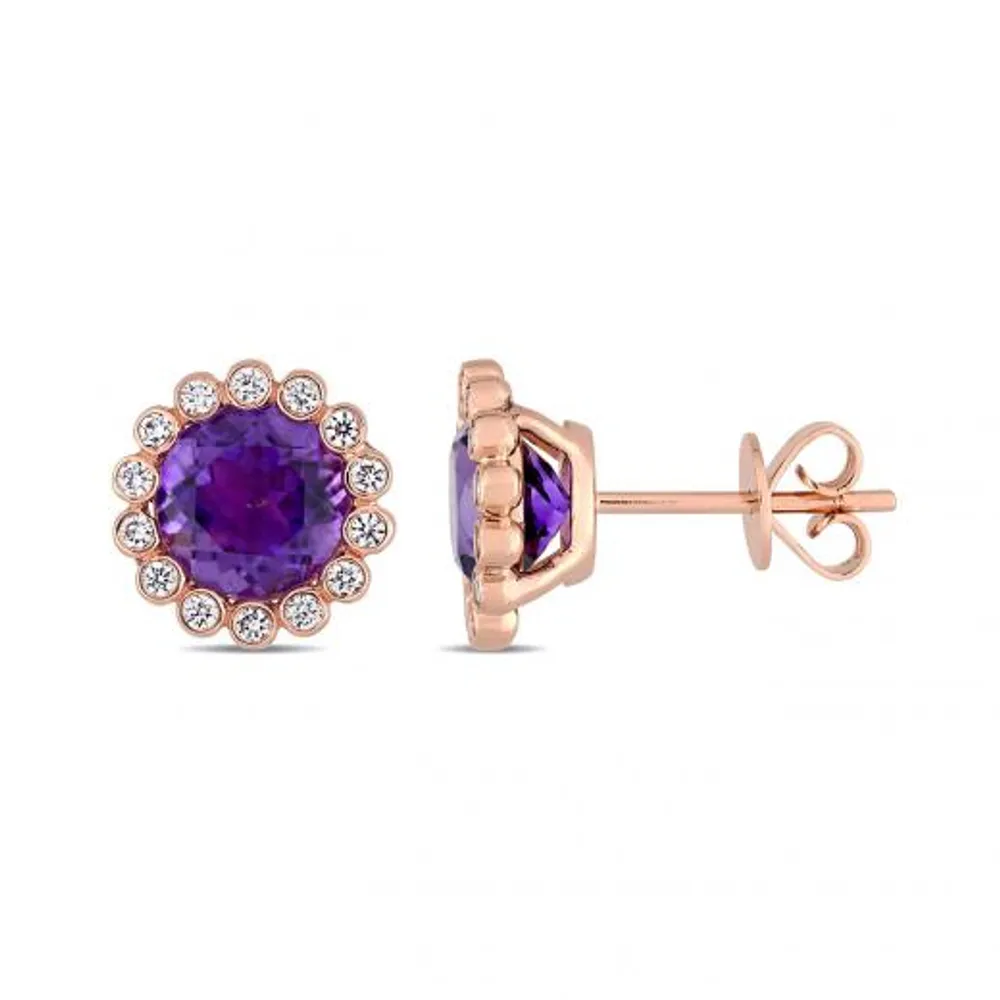 Julianna B 14K Rose Gold 0.25CTW Diamond & Amethyst Earrings