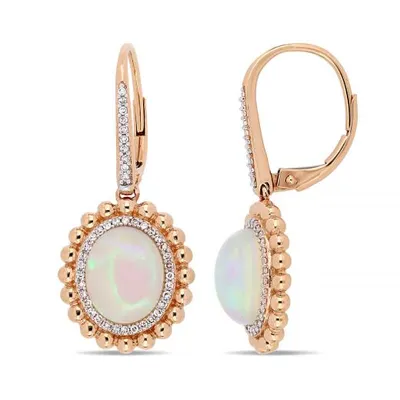 Julianna B 14K Rose Gold 0.25CTW Diamond & Ethiopian Opal Leverback Earrings