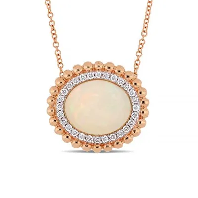 Julianna B 14K Rose Gold 0.25CTW Diamond & Ethiopian Opal Necklace