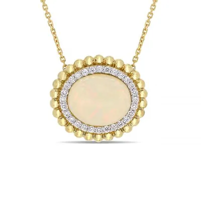 Julianna B 14K Yellow Gold 0.25CTW Diamond & Ethiopian Opal Necklace