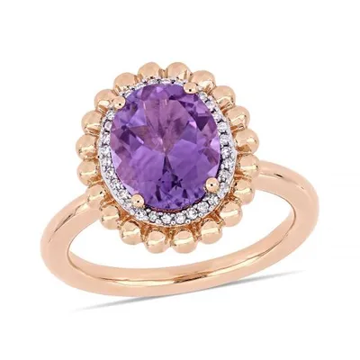 Julianna B 14K Rose Gold 0.10CTW Diamond & Amethyst Fashion Ring