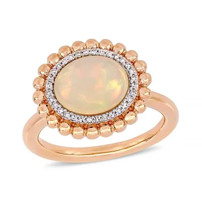 Julianna B 14K Rose Gold 0.10CT Diamond & Ethiopian Opal Fashion Ring