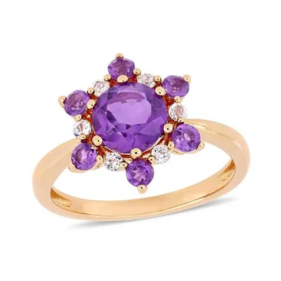 Julianna B 10K Rose Gold Amethyst & White Topaz Fashion Ring