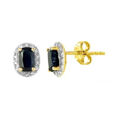 10K Yellow Gold Sapphire & Diamond Earrings