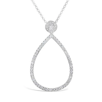 Sterling Silver 19" Cubic Zirconia Teardrop Pendant