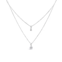 Sterling Silver 19" Cubic Zirconia Solitaire Layered Necklace