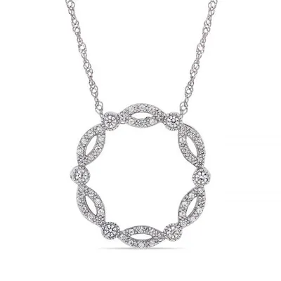 Julianna B White Gold Created White Sapphire Fashion Pendant