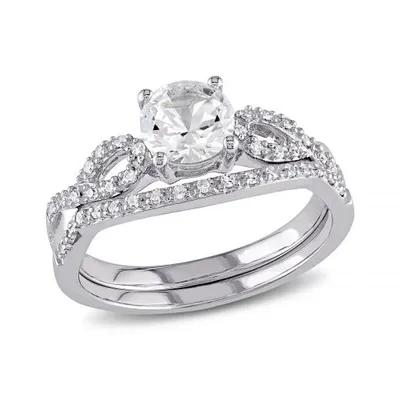 Julianna B 10K White Gold Created White Sapphire & Diamond Bridal Set