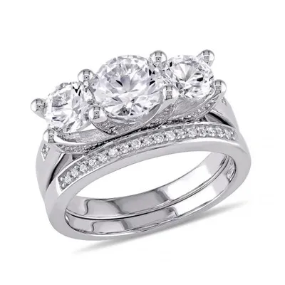 Julianna B 10K White Gold 0.17CTW Diamond & Created White Sapphire Bridal Set