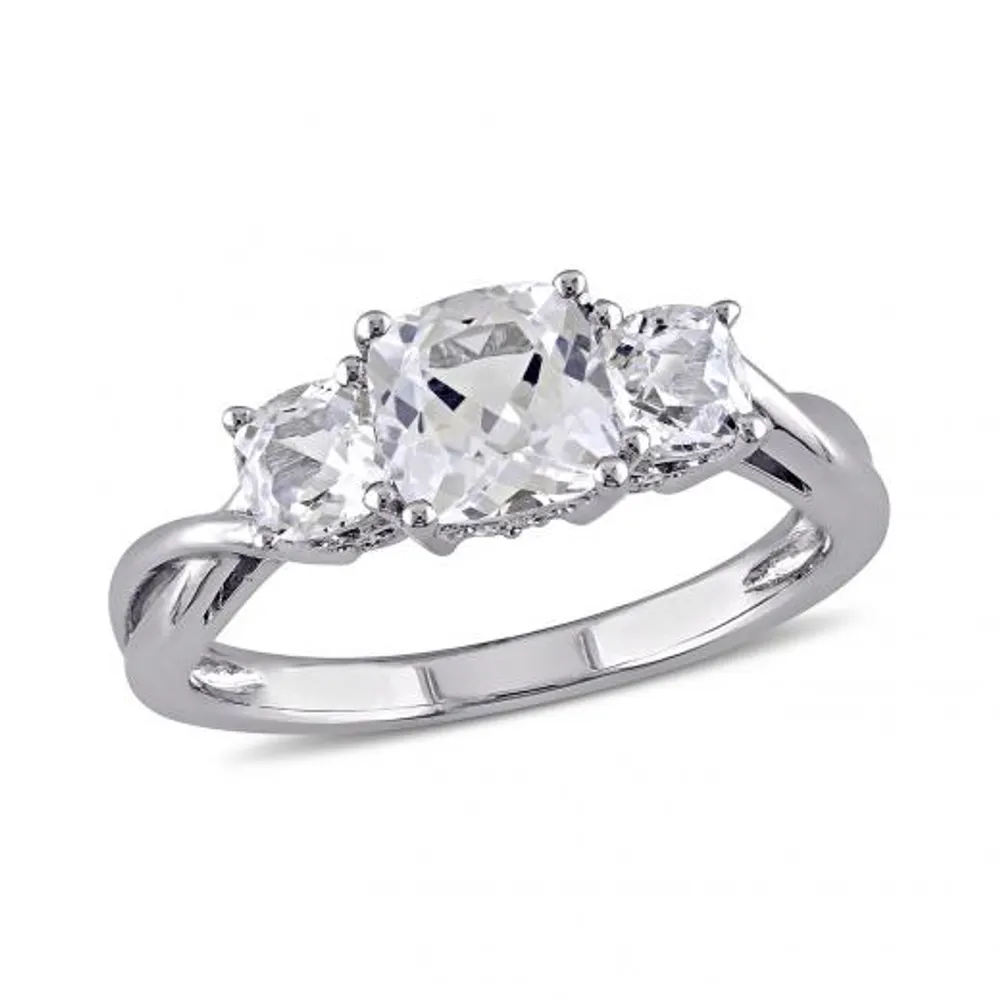 Julianna B 10K White Gold 0.04CT Diamond & Created White Sapphire Fashion Ring