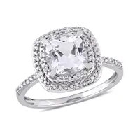 Julianna B 10K White Gold 0.10CT Diamond & Created White Sapphire Fashion Ring