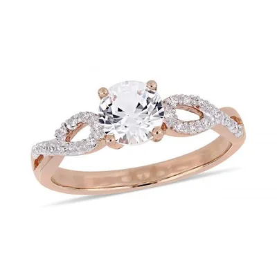 Julianna B 10K Rose Gold 0.08CTW Diamond & Created White Sapphire Ring