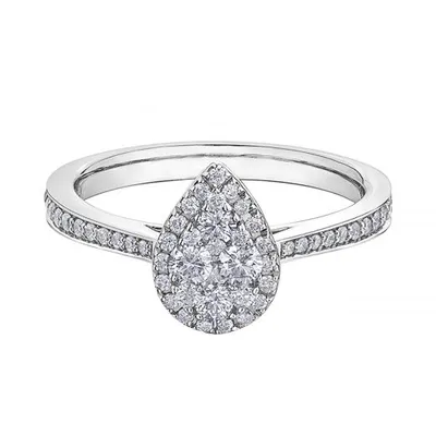 Glacier Fire Canadian Diamond 0.50CTW Pear Shaped Mystere Ring