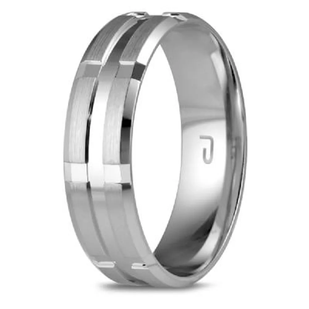 10K White Gold 6mm Carved Wedding Band