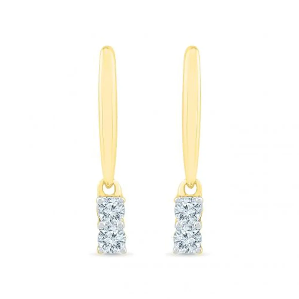 10K Yellow Gold Two-Stone Diamond Earrings