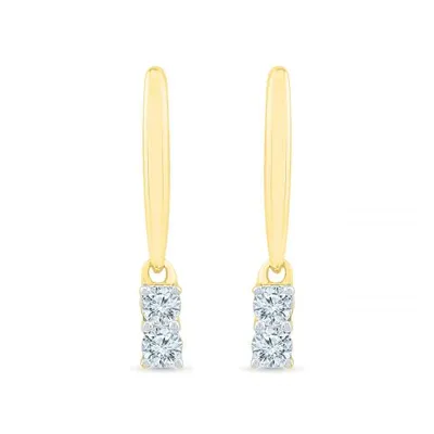 10K Yellow Gold Two-Stone Diamond Earrings